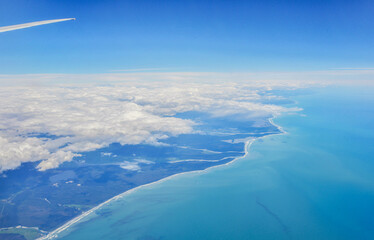 Aerial view of South Island from plane in New Zealand