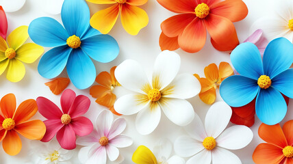 Colorful flowers on white background 
