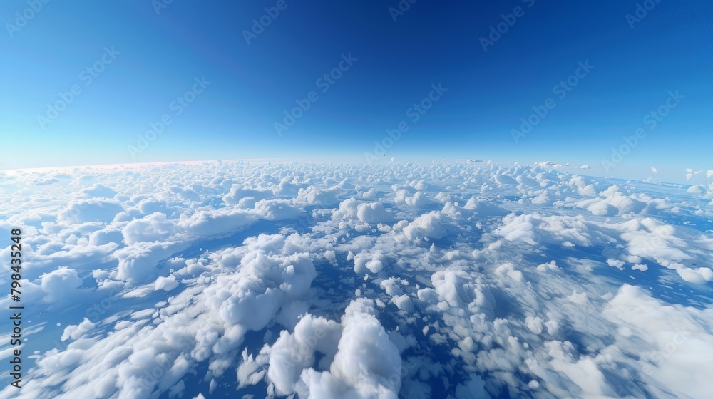 Poster this illustration captures an expansive view of clouds scattered across a clear blue sky. the clouds