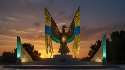 UZBEKISTAN TASHKENT MAY_5_2024 Monument of Independence .Generative AI
 - obrazy, fototapety, plakaty