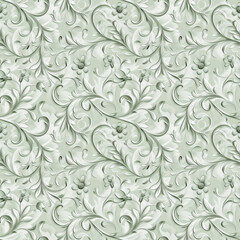 Floral green color, form natural, seamless fabric pattern.