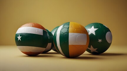 India vs Pakistan footballs balls with flag isolated .Generative AI