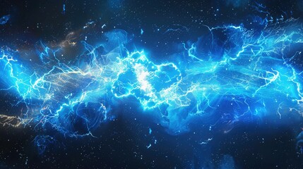 A blue and white electric storm in space