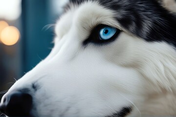husky eyes close eskimo view dog blue doghuskysiberiananimalarcticbluebreedcanadacoatcollardensedevelopedeskimoeyefearfurlookmarkingnativenosesiberiawhitewolf siberian animal arctic breed canada coat' - obrazy, fototapety, plakaty