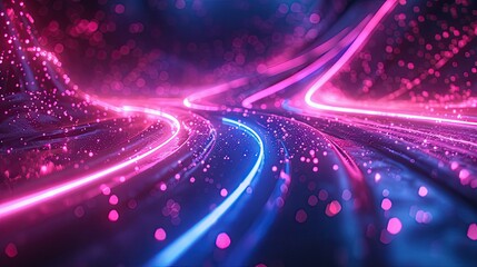 Obraz premium A colorful, abstract image with pink and blue swirls and dots