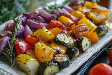 vegetables arranged neatly on a serving platter