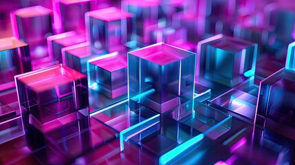A colorful image of many cubes with a neon glow