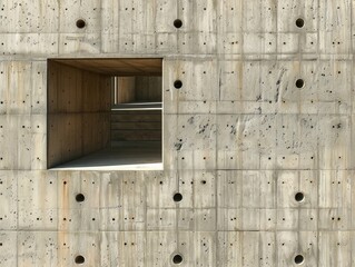 Concrete walls with square doors and windows