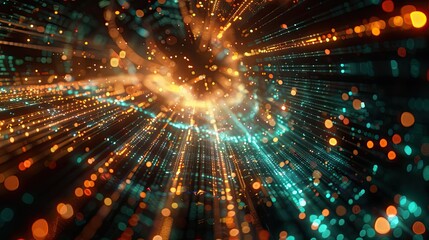 Obraz premium A bright, colorful, and dynamic image of a starburst with a blue and orange glow