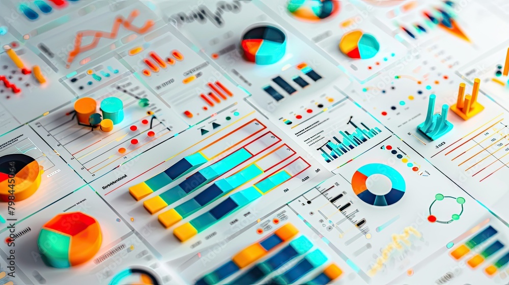 Poster a colorful array of graphs and charts are displayed on a white background