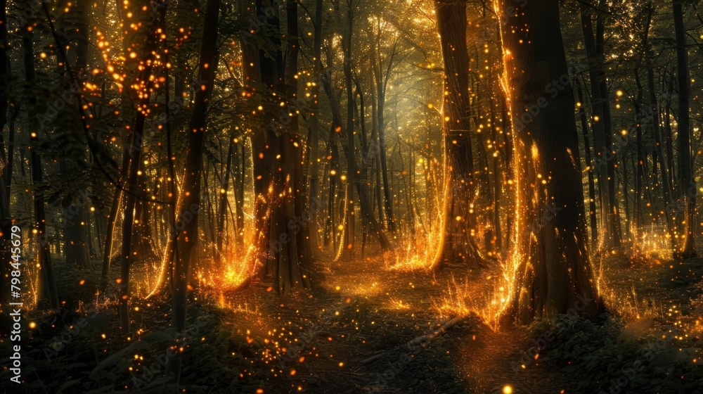 Aufkleber a forest filled with glowing trees each different in their own way yet they all emit the same peacef
