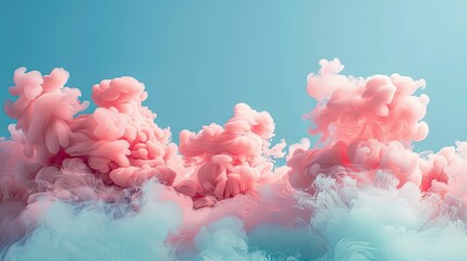 Pink and blue smoke clouds in the sky