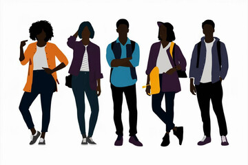 Fototapeta premium A of college students together on white background, students team 
