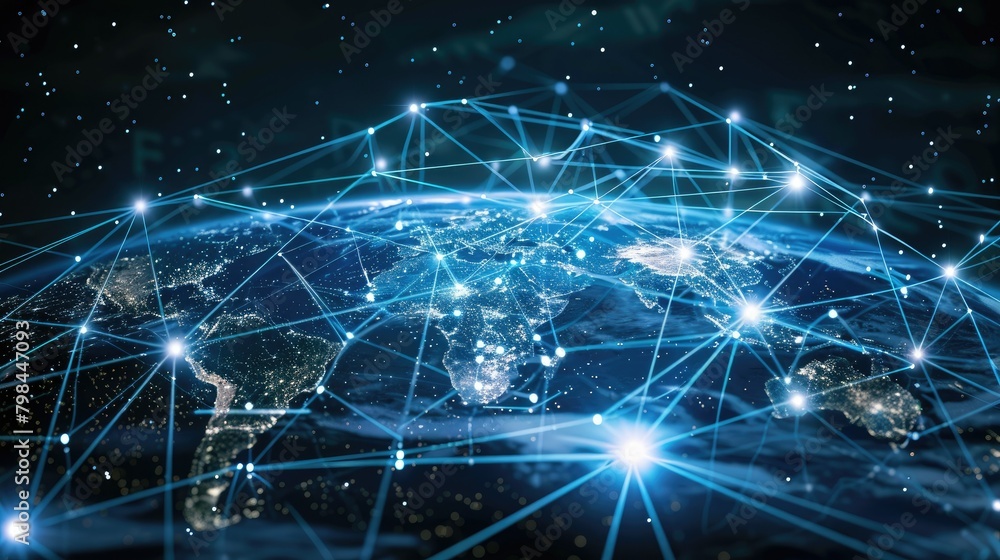 Aufkleber concept of a global network and the interconnectedness of the world