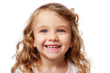 A child's innocent and joyful smile, Isolated on white background