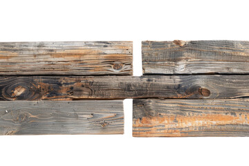 A reclaimed wood headboard with a rustic, unfinished look, emphasizing the raw beauty and natural imperfections of salvaged timber, isolated on a white background
