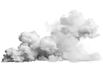 A dramatic burst of white smoke erupting from a volcanic vent, Isolated on white background