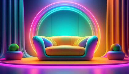 entertainment stage with interior rainbow color - obrazy, fototapety, plakaty