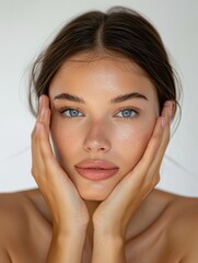 Close ups of the head and face of young women