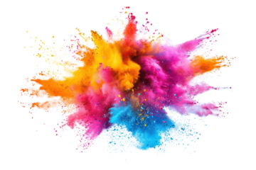 A mesmerizing explosion of neon pigments, illuminating the darkness with an electrifying burst of color. ,Isolated on white background
