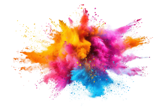 A mesmerizing explosion of neon pigments, illuminating the darkness with an electrifying burst of color. ,Isolated on white background