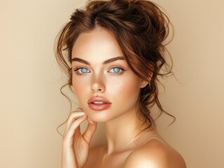Naklejka premium Close ups of the head and face of young women