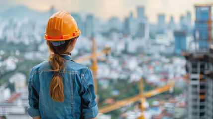 Construction Worker Woman with Safety Gear