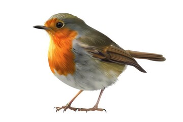 robin isolated on white background digital illustration