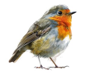 robin isolated on white background digital illustration