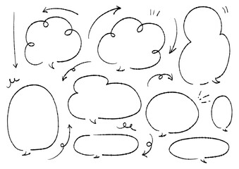 手書きのふきだしと矢印のあしらいセット