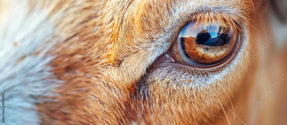 Poster the image features a detailed close-up of a cow's eye, showcasing intricate details with a soft and 