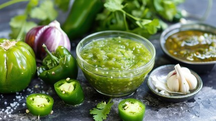 Ingredients for tomatillo salsa