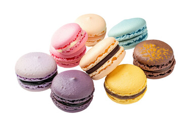 Obraz premium colorful macarons Various flavored cream fillings isolated on white background.