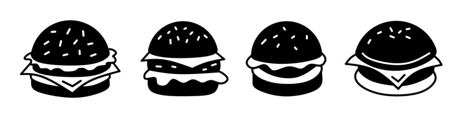 Burger illustration. Burger icon vector set. Design for business. Stock vector.