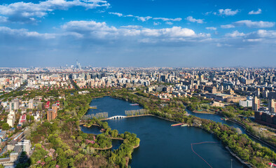 Obraz premium Overlooking Beijing city from CCTV tower