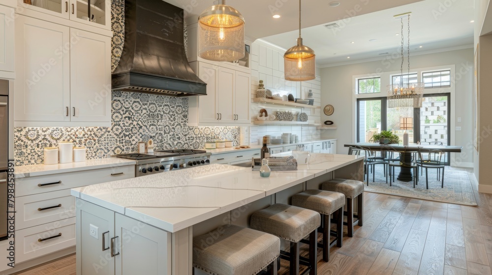 Aufkleber an image of a finished tile installed as a decorative piece in a kitchen backsplash adding a touch o