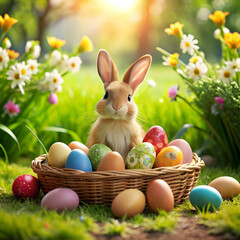 easter eggs and bunny beautiful background select