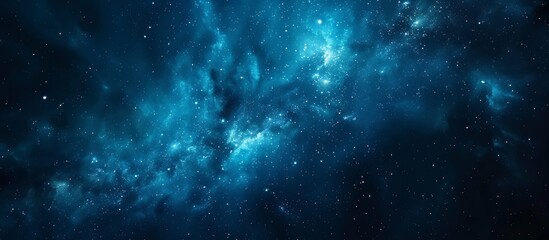 An intricate blue galaxy filled with numerous stars set against a stark black background, creating a mesmerizing cosmic scene