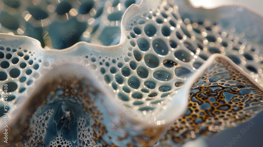 Poster a zoomedin image of a ceramic sculpture with a delicate and highly polished finish highlighting the 