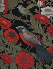 Beautiful deco birds art design background