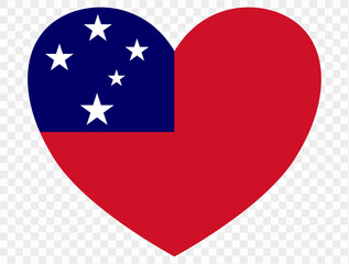 Samoa flag in heart shape isolated  on  transparent  background. vector illustration 