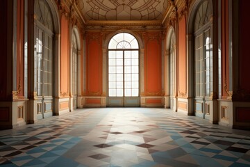 Fototapeta premium Inside castle empty architecture building corridor