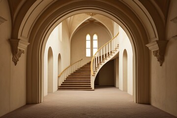 Obraz premium Inside castle empty architecture staircase building