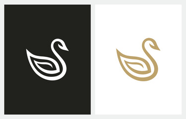 Swan simple minimalist elegant line style logo design icon vector