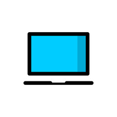 Laptop Icon Transparent Background. Filled Line Design Style Vector Illustration.