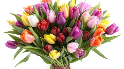 Obraz premium Treat your loved ones to a stunning bouquet of multi colored tulips the perfect gift for Mother s Day anniversaries graduations get well wishes or birthdays
