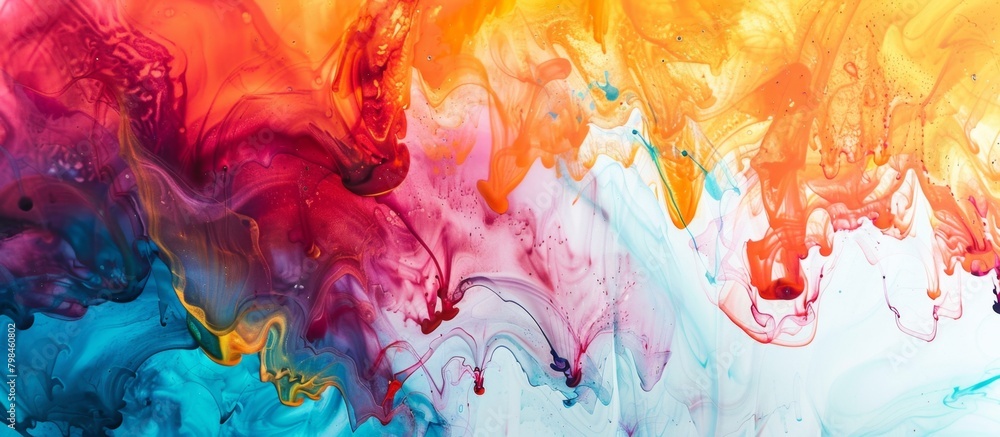 Poster vibrant and dynamic close-up image showcasing a painting with a variety of different colors of paint