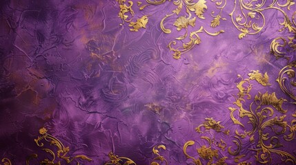 Beautiful purple background with golden floral ornament