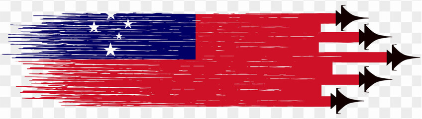 Samoa flag brush paint textured isolated  on png or transparent background. vector illustration