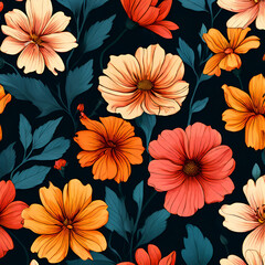 Colorful flowers as a panoramic background 
flowers background generate ai